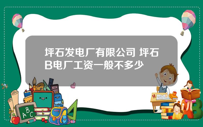 坪石发电厂有限公司 坪石B电厂工资一般不多少